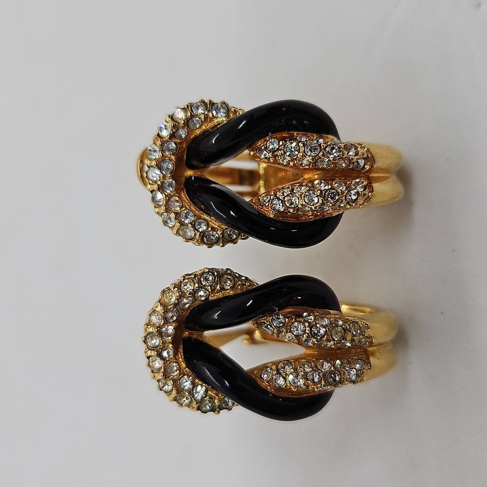 Swarovski Vintage Enamel Knot Clip Earrings